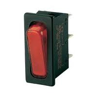 Comutator basculant; OFF-ON, 10A, 3 pini, SPST, iluminat rosu,orificiu montare 30.6x11mm, 1830.3112, Marquardt