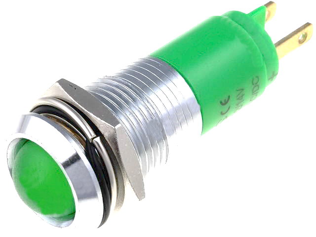 Lampa semnalizare LED, verde, 14.2MM, 24-28VDC, IP67, SWBU14724
