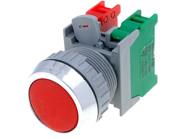 Intrerupator apasare, NC+NO, orificiu montare Ø30mm, XB30-1-O/C-R