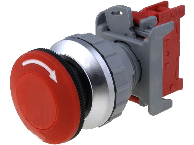 Intrerupator de siguranta, rosu, ciuperca, NC, orificiu montare Ø30mm, XLEB30-1-C