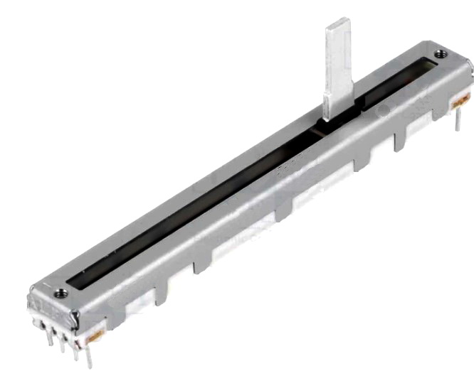 Potentiometru 10K, translatie, log, stereo, cursa 60mm, RS60112A600N, ALPS