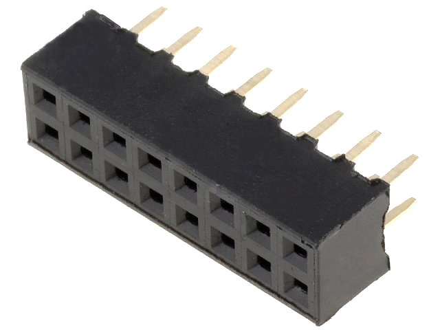 Soclu; şiruri pini; mamă; PIN: 16; drept; 2mm; THT; 2x8; L2,7mm, ZL265-16DG
