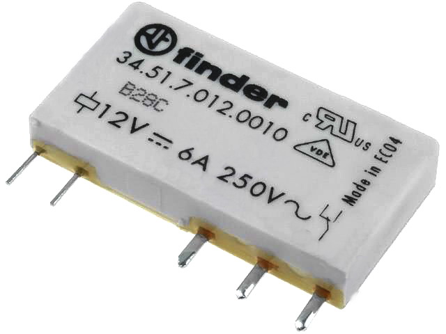 Releu 12VDC, slim, 6A, SPDT, RM5, 34.51.7.012.001, FINDER