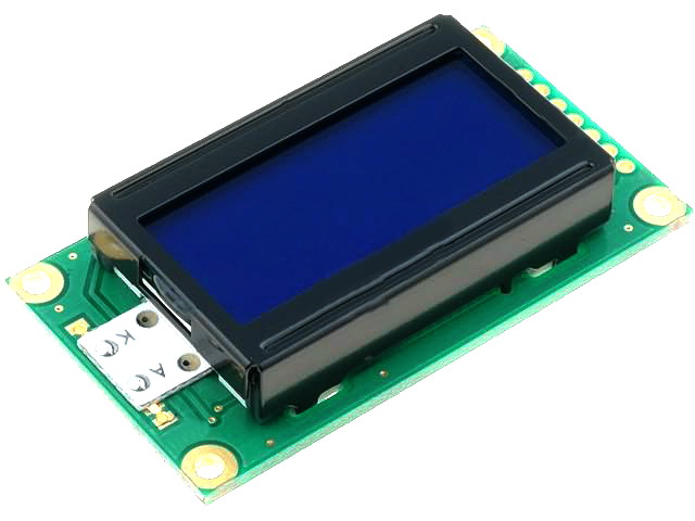 Afişaj: LCD; alfanumeric; STN Negative; 8x2; albastru, 58x32x13.5mm, RC0802A-BIY-ESX