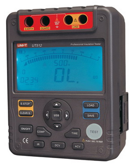 Megohmetru digital, 4 iesiri, 0.5MΩ ~100GΩ, 500, 1000, 1500, 2500V, UT512, UNIT