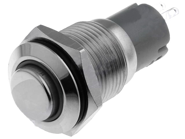 Intrerupator antivandal, ON-(ON), monostabil, lumina albastru, SPDT, M16, orificiu montare Ø16mm, V16-11HR-12B-S