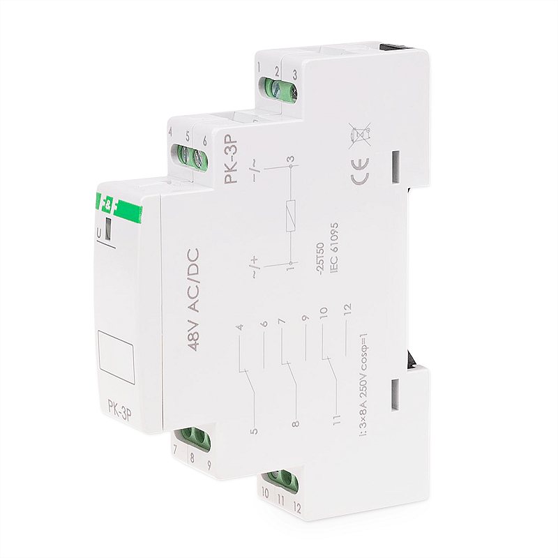 Releu sina, 48VAC/DC 3x8A, 3xNO, 250VAC, PK-3P-48VAC/DC