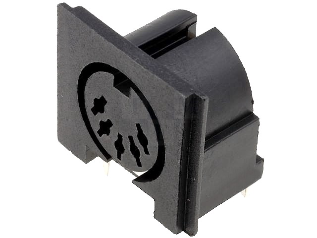 Soclu; DIN; mamă; PIN: 5; Dispunere: 180°; în unghi 90°; THT, PCB, DC-205