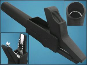 Crocodil izolat; 15A; 300VAC, negru, CR-4PM-BK