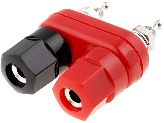 Soclu banana dublu, rosu, negru, 10A; 60VDC; BC-119