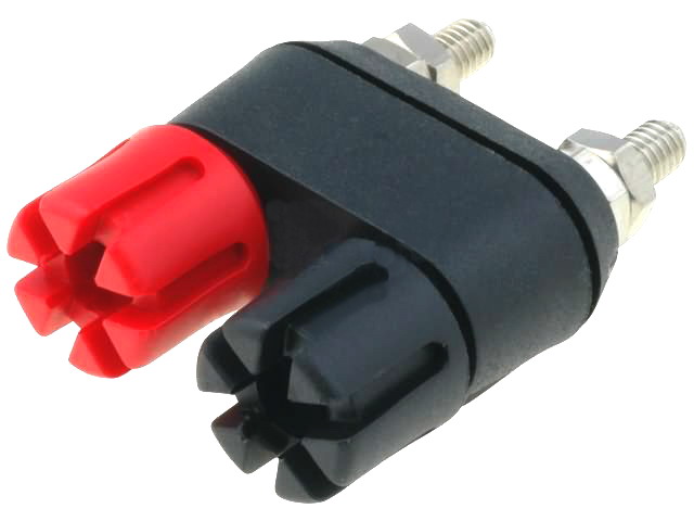 Soclu banana dublu 4mm; rosu, negru, 30A; CL159705