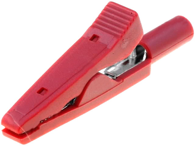 Crocodil rosu, izolat; 10A; 60VDC; 41.5mm, soclu 2mm, CR-2PM-R