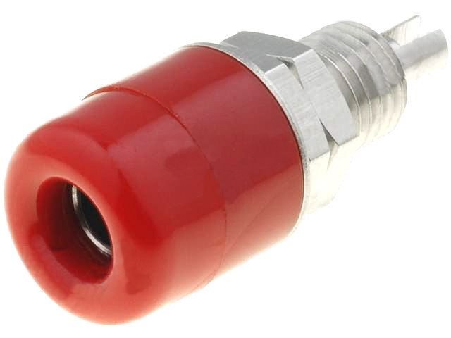 Soclu banana 4mm; rosu; 32A; 60VDC; IBU401-RT, SCHUTZINGER