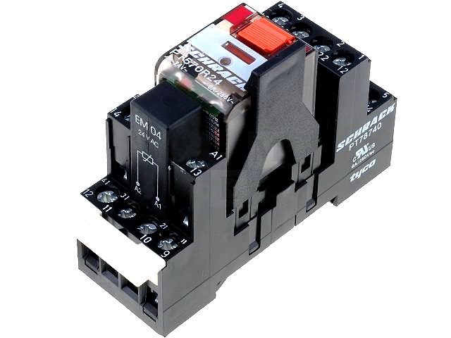 Releu de sina, soclu, 24VAC, 4PDT, PT5S7RC4