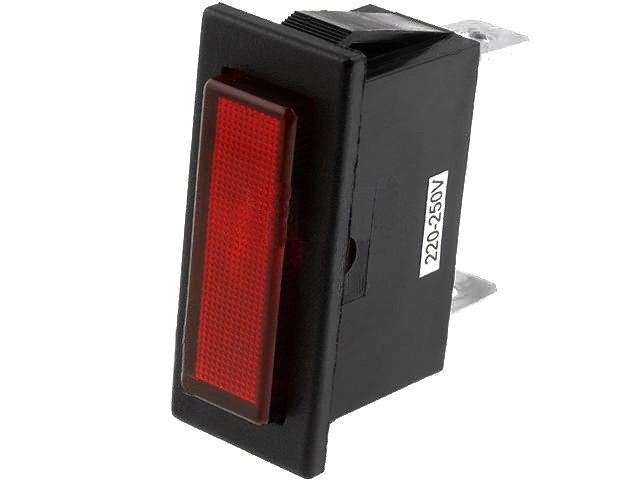 Lampa panou, cu neon, 230VAC, rosu, orificiu montare 30x11mm, R9-70N-01-R