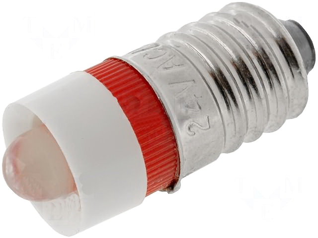 Lampă LED; rosu, E10; 24V, LLED-E10/24/R