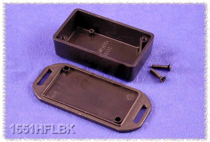 Cutie plastic, 60x35x20mm, lame fixare, 1551HFLBK, HAMMOND