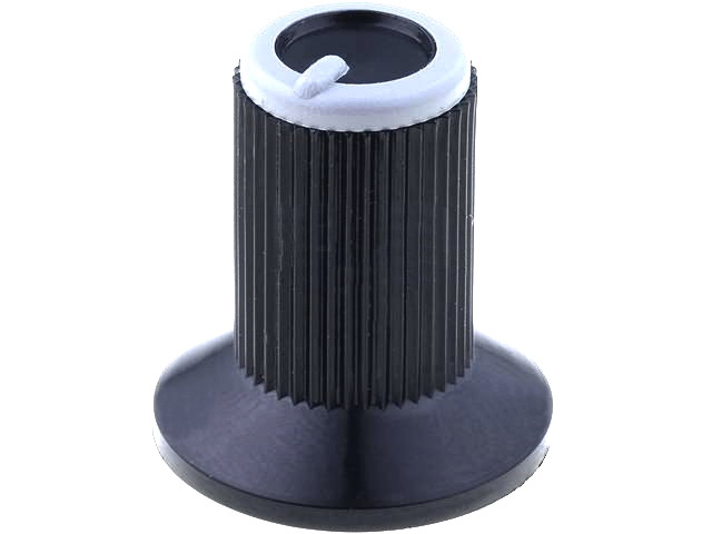 Buton plastic; cu flansa; ax 6mm; neagru, GTC6M-18X19-B