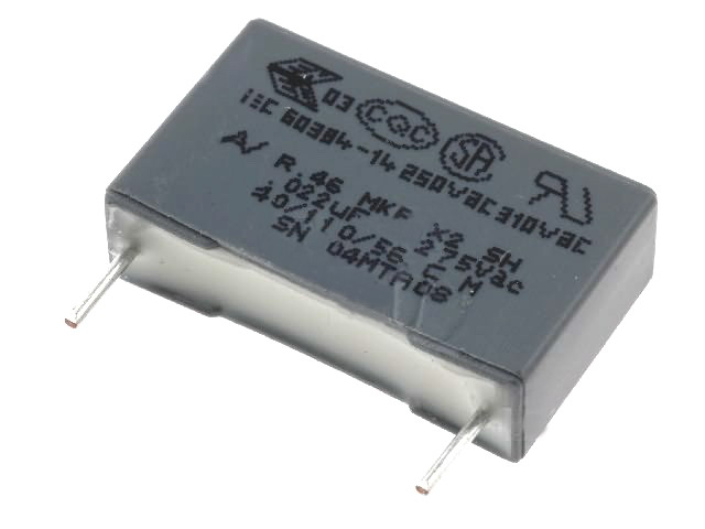 22nF/275VAC, condensator, RM15mm, X2, MKPX2-22NR15, KEMET