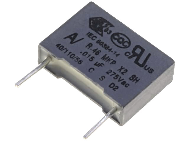 15nF/275VAC, condensator, X2, RM10, R46KF215000N0K, KEMET