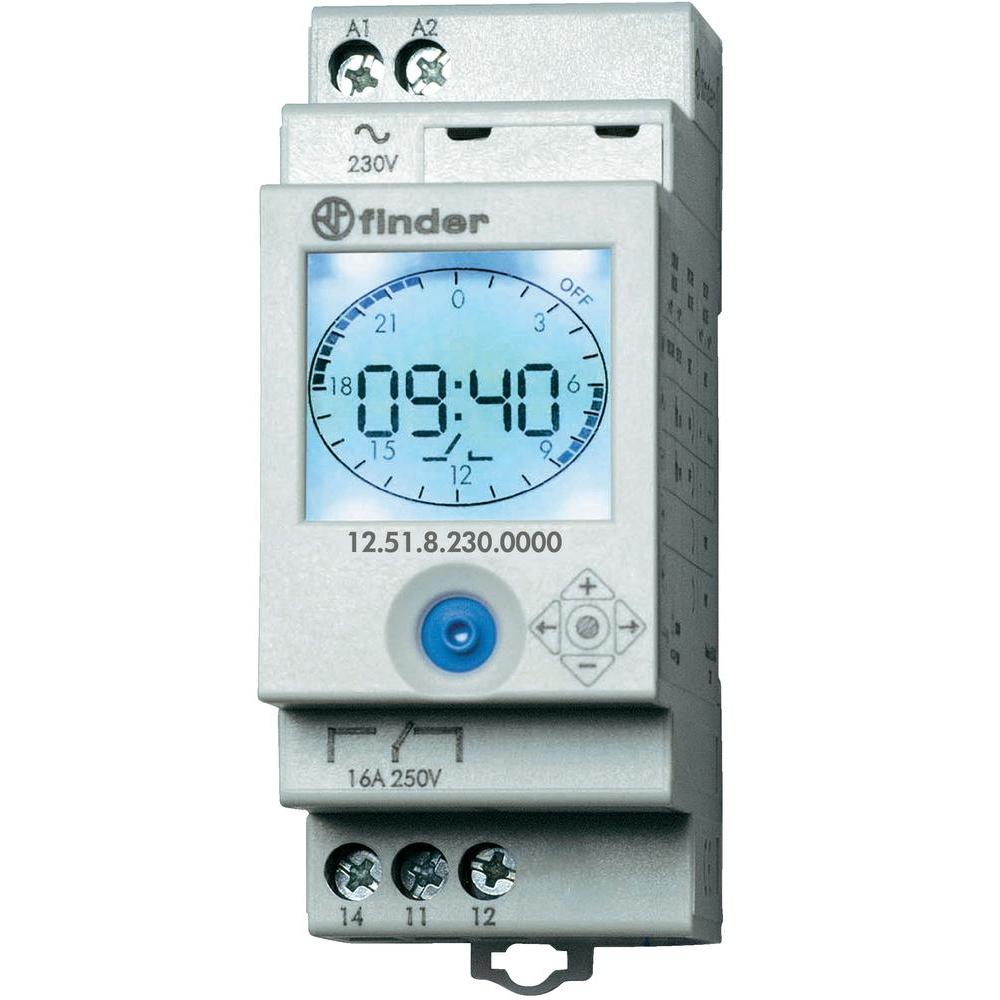 Releu timp, timer digital, zile, saptamini, SPDT-CO, 250VAC/16A, 12.51.8.230.0000, FINDER
