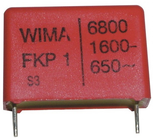 6.8nF/1600V, condensator film, FKP1, RM22.5, WIMA
