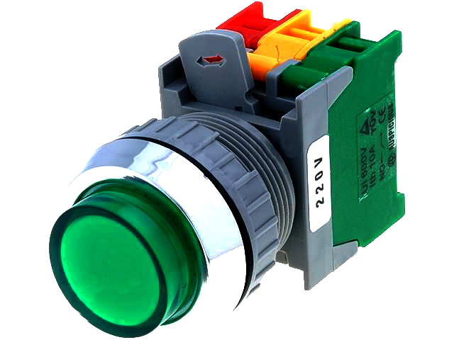 Intrerupator actionat prin apasare; 1 pozitie; NC+NO, orificiu montare Ø30mm, LBL30-1-O/C-G