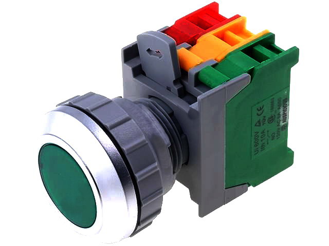 Intrerupator, actionat prin apasare; 1 pozitie; fara mentinere, NC+NO, orificiu montare Ø30mm, LXB30-1-O/C-G