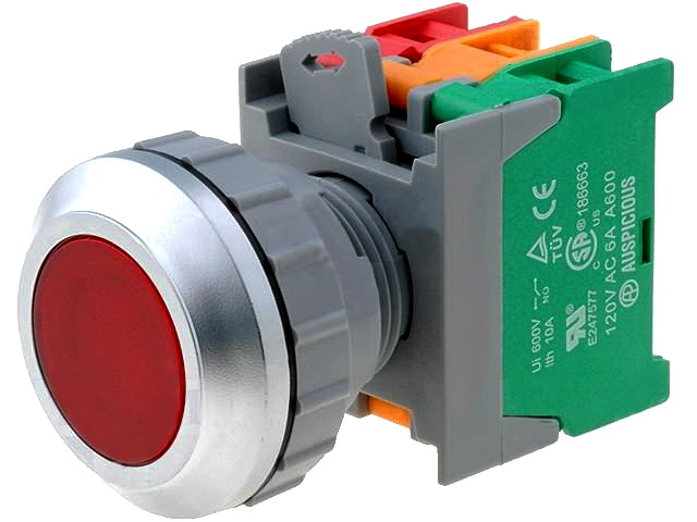 Intrerupator actionat prin apasare; 1 pozitie; monostabil, NC+NO, orificiu montare Ø30mm, LXB30-1-O/C-R