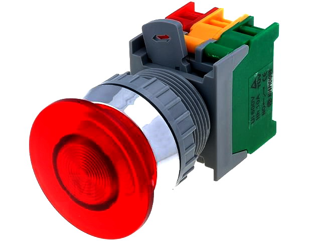 Intrerupator actionat prin apasare; 1 pozitie; monostabil, NC+NO, rosu, orificiu montare Ø30mm, LXE30-1-O/C-R