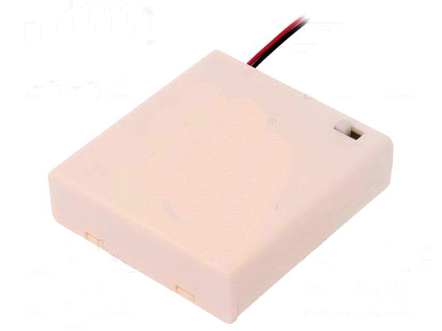 Suport baterii, 4xAA, R6, comutator, alba, SBH-341-1AS/WH
