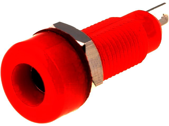 Soclu banana, rosu, 4mm, 10A, 60VDC, R1-22-R