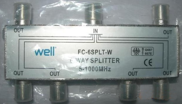 Distribuitor F semnal TV, spliter 6 cai, 5-1000MHZ, FC-6SPLT