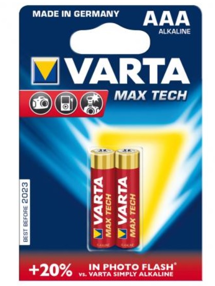 Baterie 1.5V, alcalina, industriala, R3, Max Tech, AAA, 2 BUC, VARTA-4703