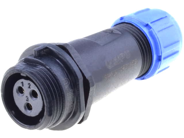Conector circular, 3 pini, mama, 250V, 13A, IP68, SP1311/S3