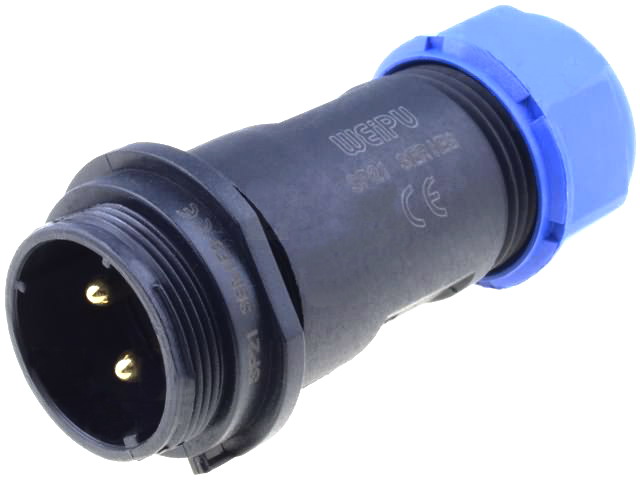 Conector circular 2 pini tata, 500V, 30A, IP68, SP2111/P2
