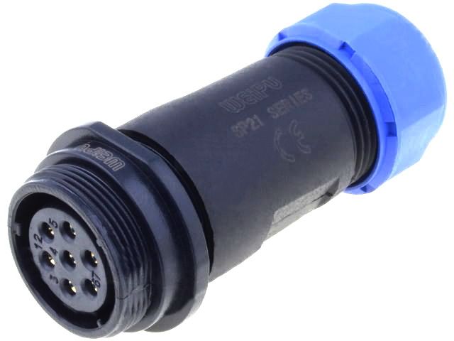Conector circular 7 pini mama, 500V, 15A, IP68, SP2111/S7