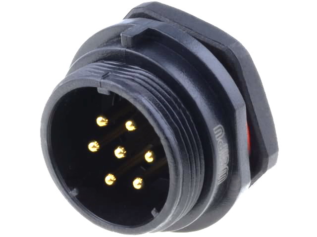 Conector circular, 7 pini, tata, IP68, 500V, 15A, SP2112/P7, WEIPU