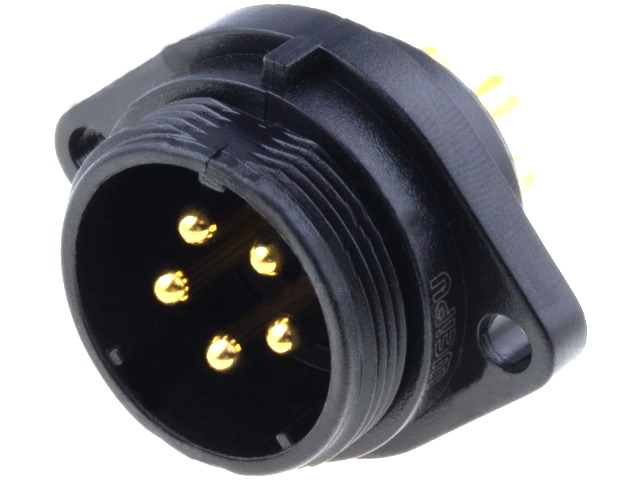 Conector circular 5 pini tata, 500V, 30A, IP68, SP2113/P5