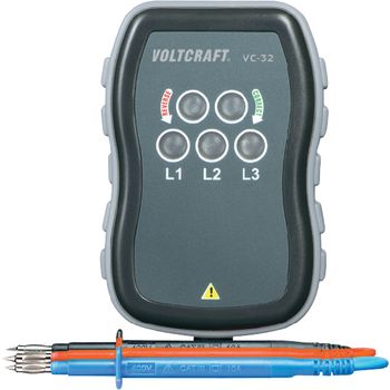 Tester faze, succesiune faze, circuite trifazate, 250-400VAC, suport magnetic, VC-32, VOLTCRAFT