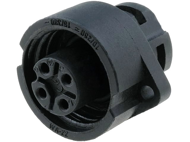 Conector circular, mama, 4 pini, 3+PE, mama, 400V, 16A, IP67, WA22K4Z2