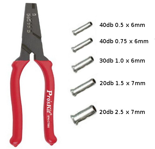 Cleste crimpare mansoane, tuburi, terminale, izolate, neizolate, 0.25-2.5mm, hexagon, 8PK-CT005