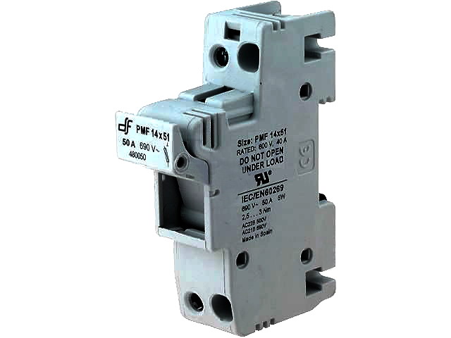 Suport siguranta, 14x51mm, montaj sina, 50A, 690V, PMF14X51-1
