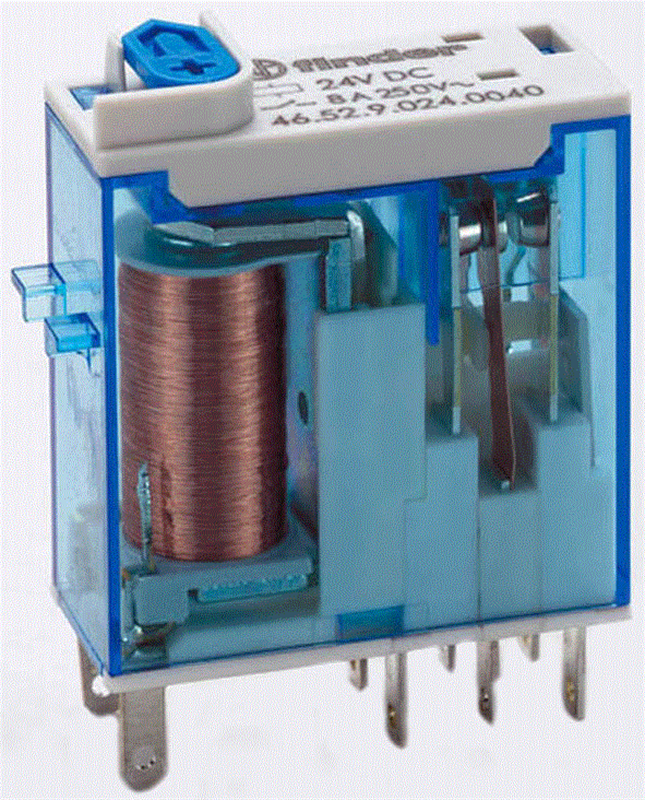 Releu 24VDC, 46.52.9.024.0074, DPDT, 8A/250VAC, FINDER