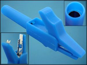 Crocodil izolat; 15A; 300VAC, albastru, CR-4PM-BL