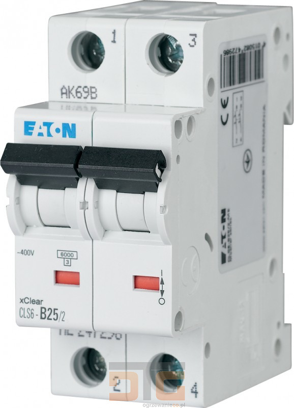 Siguranta automata, 6A, clasa B, 2 POLI, IP20, CLS6-B6/2 EATON