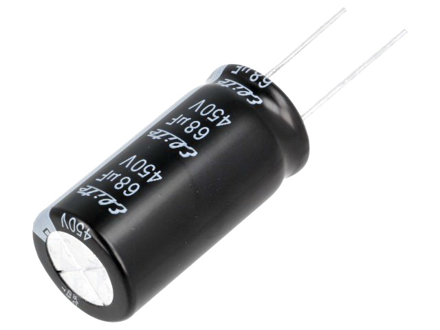 68uF/450V, electrolitic, 18x35mm, 105C, ELITE