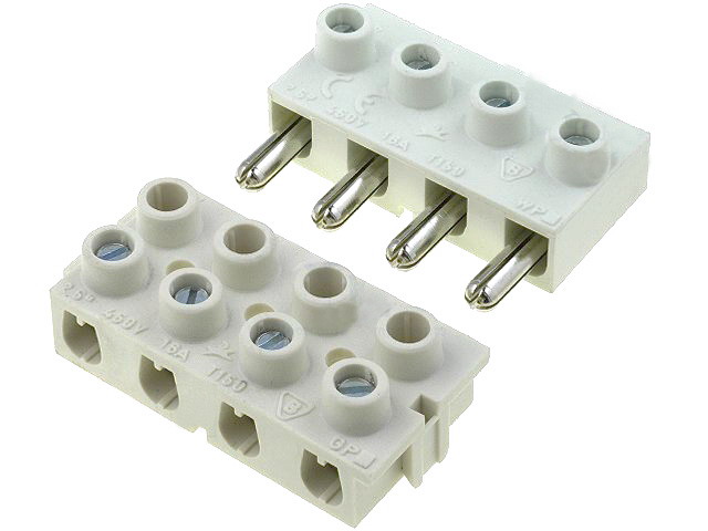 Regleta conexiuni; 4 piste; 24A, 450V, 2.5mm2, tata+mama, borna cu surub; 12-6302