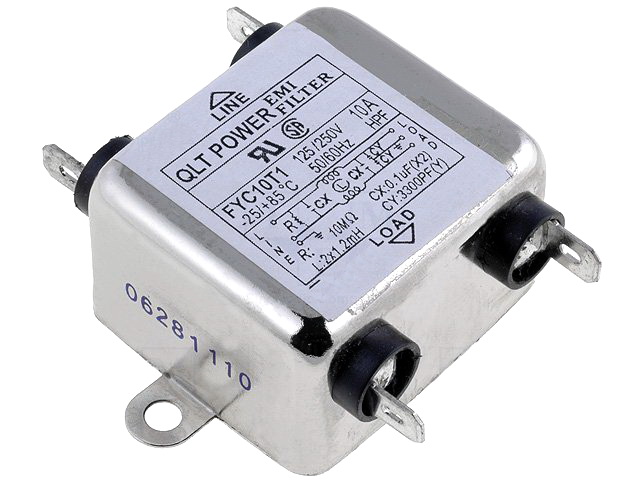 Filtru de retea, 10A, 250VAC, Cx, Cy, FYC10T1