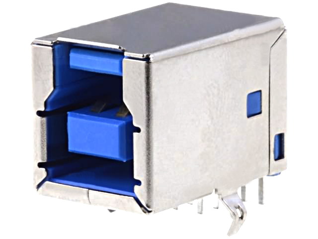 Soclu USB-B; USB 3.0, pentru PCB; THT; în unghi 90°, GSB3211311WEU, AMPHENOL